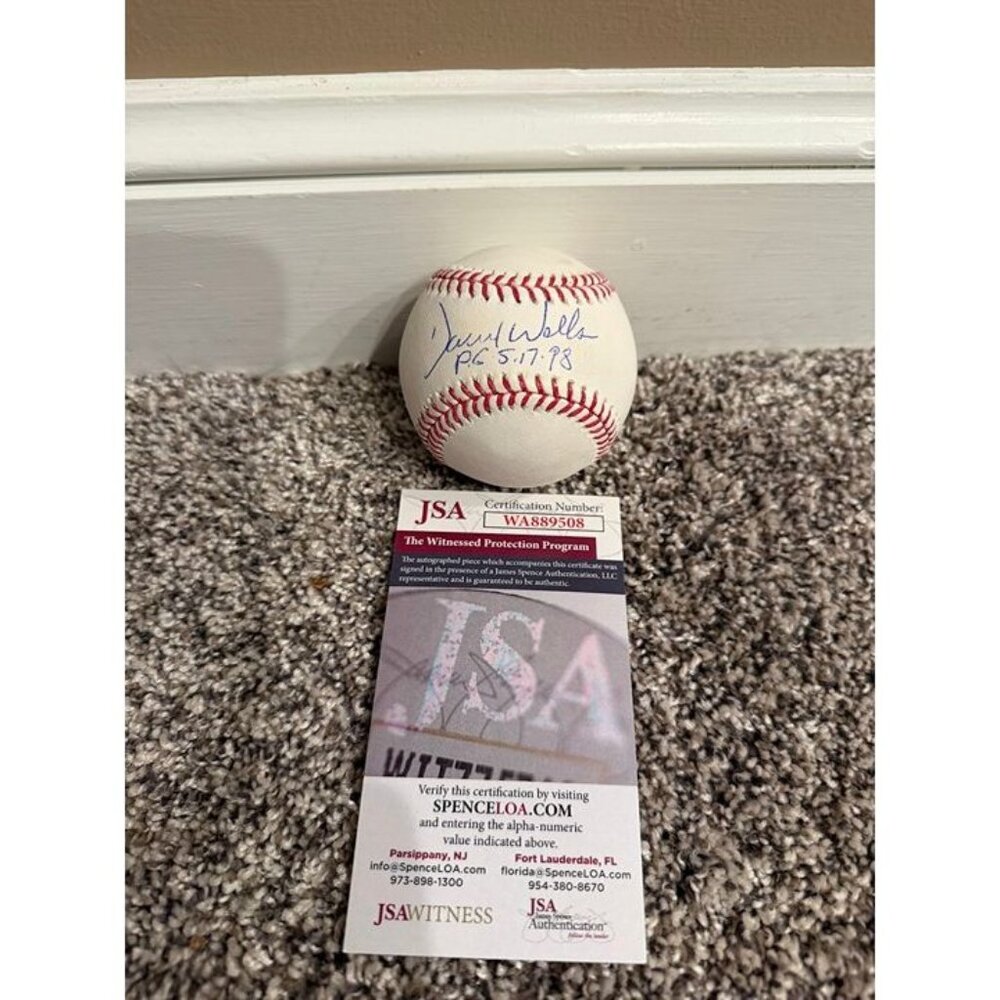 David Wells signed "PG 5.17.98" autographed OMLB Baseball New York Yankees JSA